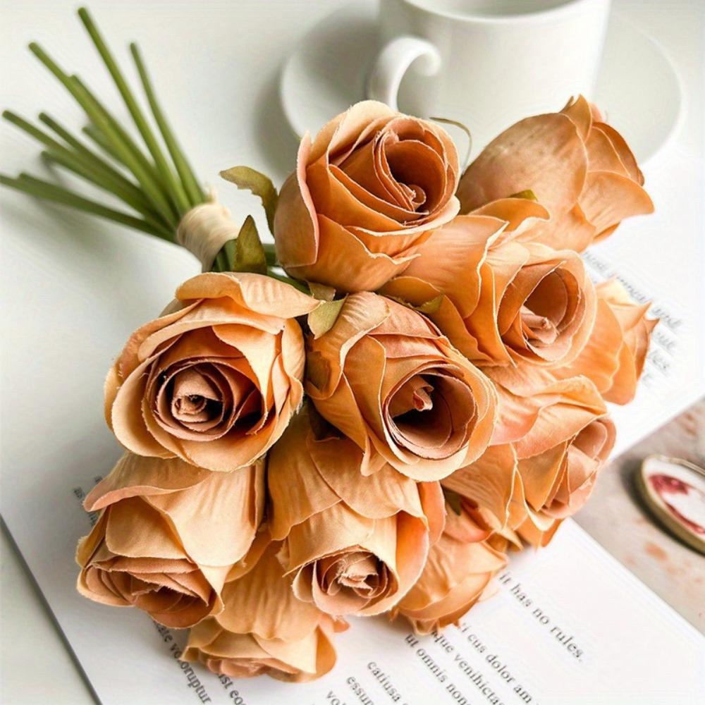 Elegant Home Decor 6-Head Artificial Rose Flower Bouquet, Perfect for Wedding, Parties, Holidays, and Birthdays