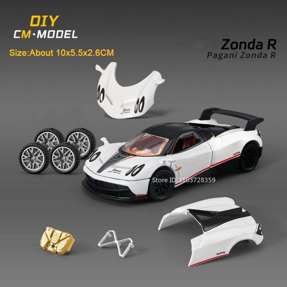 1:43 PAGANI ZONDA R AE86 Toy Model Cars Metal Diecast Doors Opened Rubber Tires Detachable Assembly Decoration for Boys Gifts
