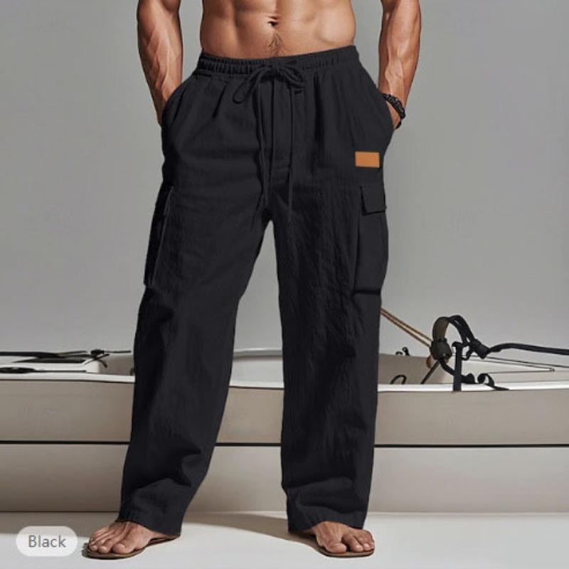 Men's Multi-Pocket Loose-Fit Wide-Leg Cargo Pants.