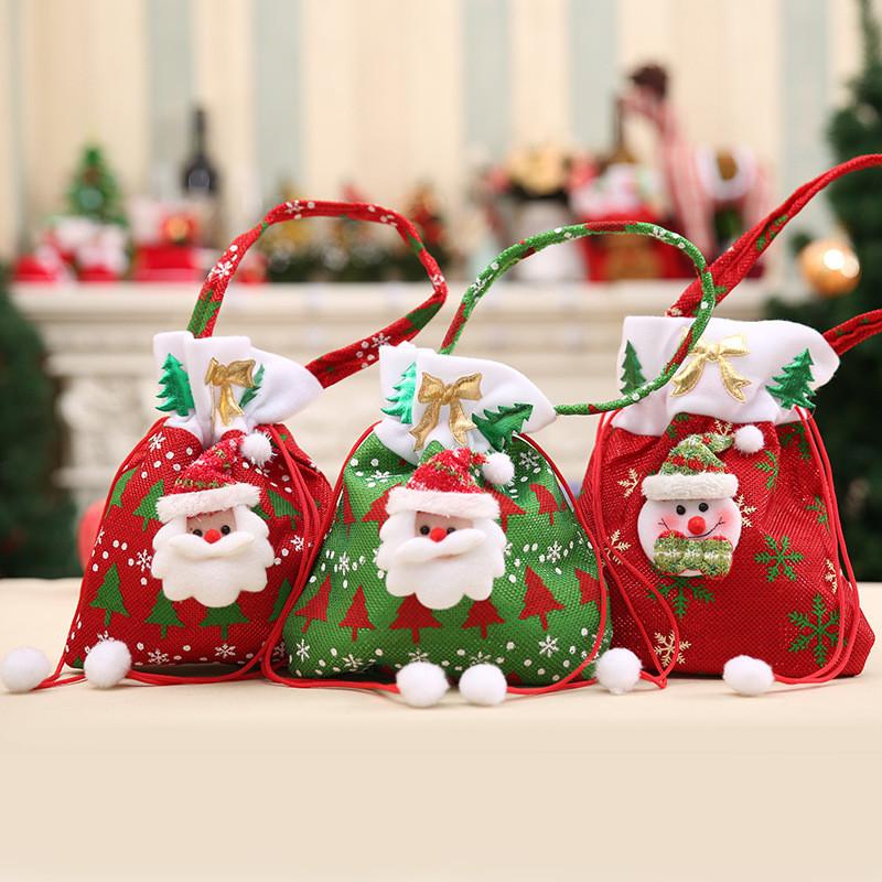 Christmas Gift Bag With Santa Claus Design For Holiday Decor And Gift Packaging