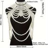 Handmade Faux Pearls Shawl Necklace Shoulder Chain Rave Body Chain Jewelry Festival Summer Beach Clothings Decoration