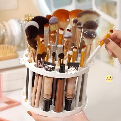 Makeup Brush Stand: Creative Desktop Storage Rack with 45 Holes for Cleaning, Drying, and Large Capacity Organizing