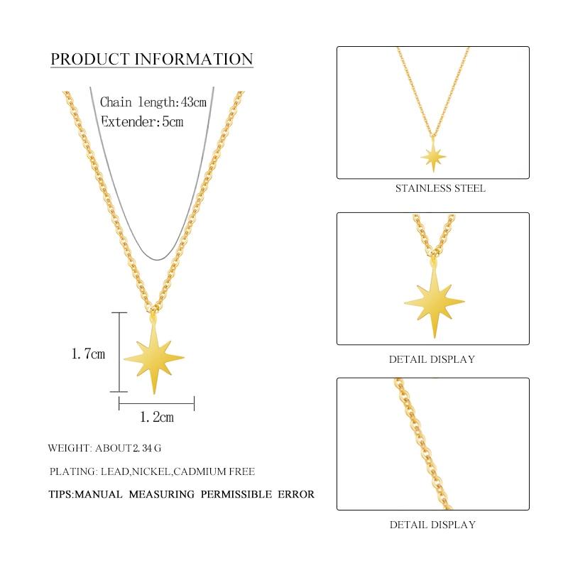 316 L Stainless Steel Necklace For Women Gold Star Pendant Clavicle Necklaces Fahion Jewelry Valentine 'S Day Gift