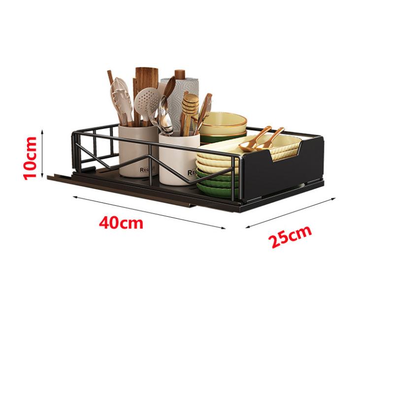 

Pull-out Sink Storage Rack Bowl Dish Storage Basket Kichen Organizer Slide Drawer Storage Tray Seasoning Cabinets Organizer
