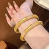 New Chinese-style Yellow-gold Engraved Gold and Jade Liangyuan Filigree Bracelet Female Retro Court Style Inlaid Hetian Jade Bracelet
