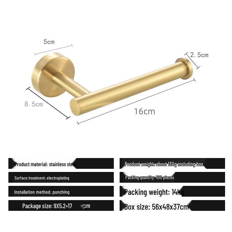 Edelstahl Stanzfreies Badezimmer Handtuch- & Papierregal Set mit Haken & Ringen