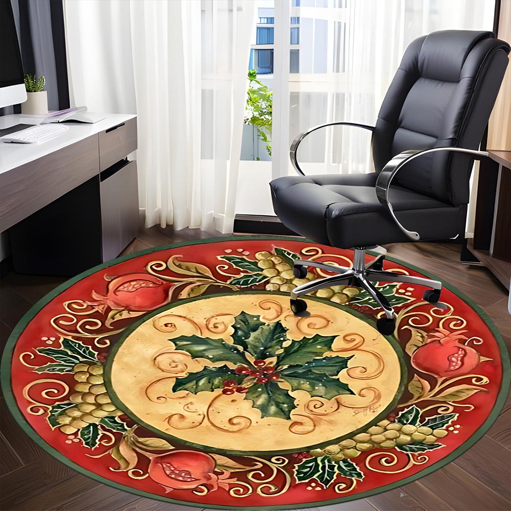 1pc Festive Plate Carpet for Office Non-Slip, Round Carpet, Soft & Comfortable, Carpet for Office, Round Floor Mat yy251225124