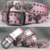 Original Punk Belt Men Women Skull Rivet Snake PU Leather Needle Buckle 105-125cm