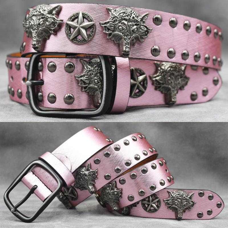 Original Punk Belt Men Women Skull Rivet Snake PU Leather Needle Buckle 105-125cm