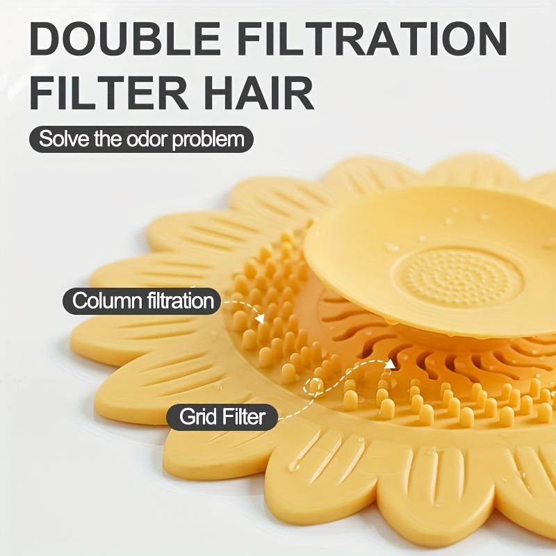 2Pcs Sunflower Floor Drain, Silicone Sink Cover, Bathroom Deodorant Pad, Silicone Bathtub Drain Plug, Sink Filter
