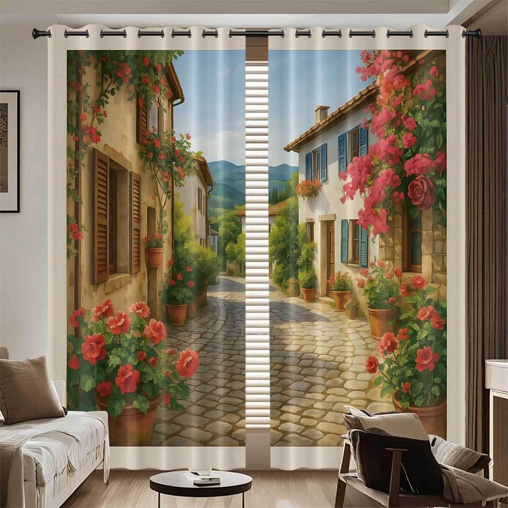 Customizable High Precision Blackout Curtains - Polyester, Digital Print, Sun Protection, Living Room.