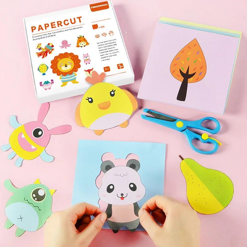 100 Stück Kinder Cartoon Bunt Papier schneiden Spielzeug Kinder DIY Handgemacht Origami Kunst Bastelset Baby Puzzle Lern Pädagogisches Spielzeug