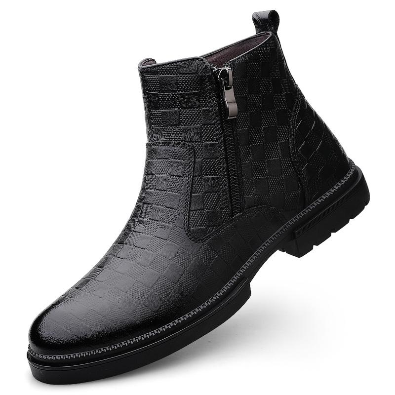 Fashion Men Boots Style Leather Shoes Italiano Genuine Leather Boots Platform Shoes For Men Zipper Fashion Short Boots Chelsea Boot