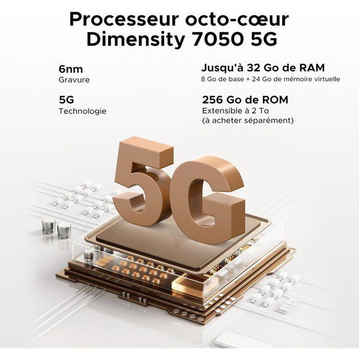 Telephone Portable Incassable 5G DOOGEE Blade 20 Turbo 32Go+256Go 6.6” Smartphone Robuste Android 15 50MP 10300mAh IP68/NFC Noir