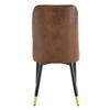 Set of 2 Modern Brown Dining Chairs, Tech-Fabric Backrest, Black Metal Legs
