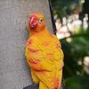 Yellow Hanging Parrot Statue In Courtyard Garden Tree Interior Home Decoration