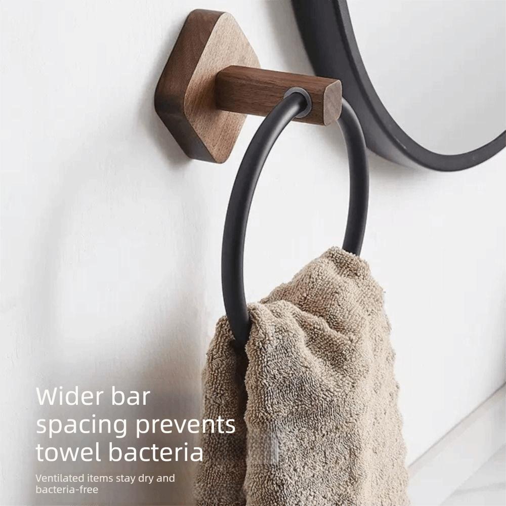 Walnut Wood Portable Towel Racks Round Design Wall Mounted Towel Holder  Home Applications