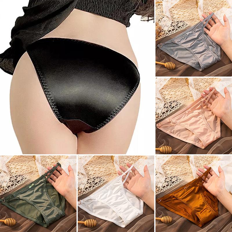 1 Stück Eis-Seide Slips Luxus Unterhosen Dessous Bequeme Dreiecks-Slips Atmungsaktive Nylon Damenunterwäsche Einfarbig