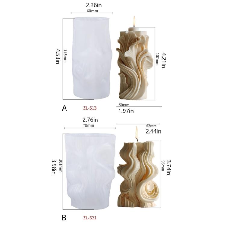 Waved Pillar Silicone Molds Plasters Molds Spirals Flower Shape Candle Molds Ornament Epoxy Resin Molds Casting Molds