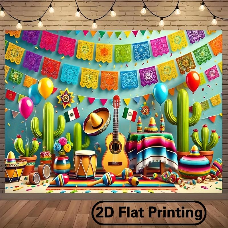 2D Flat Banner - 1 Piece Mexican Festival Celebration Polyester Background Fabric Photo Background Wall Decoration