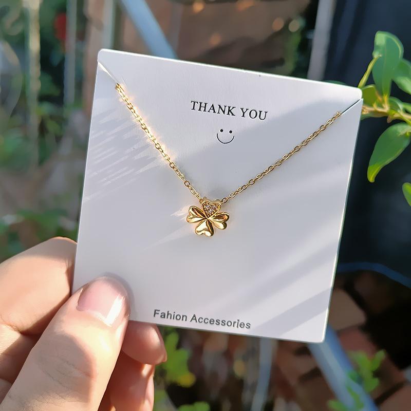Golden Luxury Diamond Titanium Steel Necklace Women Fashion Slim Waist H Pendant Collarbone Chain
