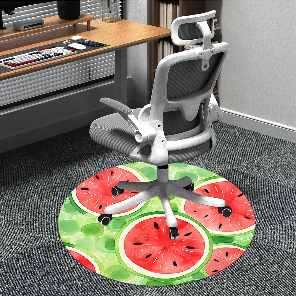 1PC Watermelon Pattern Office Round Area Rug, Mat Suitable For Office, Under Office Chairs Bedroom Living Room Home Decor, Room Deco