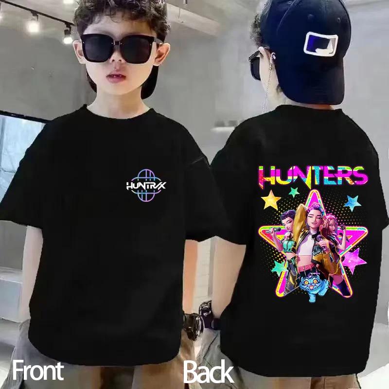 Kids Kpop Demon Hunters Children's T Shirt Short Sleeve T-shirt Cute Kpop Demon Hunters Tiger Harajuku Tshirt for Boys Girls