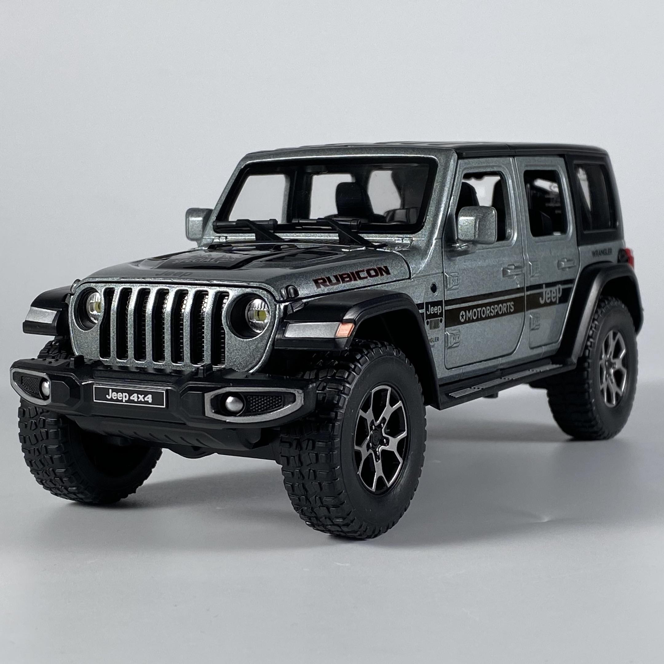 

1:22 Jeep Wrangler Off Road SUV Alloy Metal Diecast Model Car Sound & Light Pull Back Collectibles Hobby Decoration Birthday Boy срібний