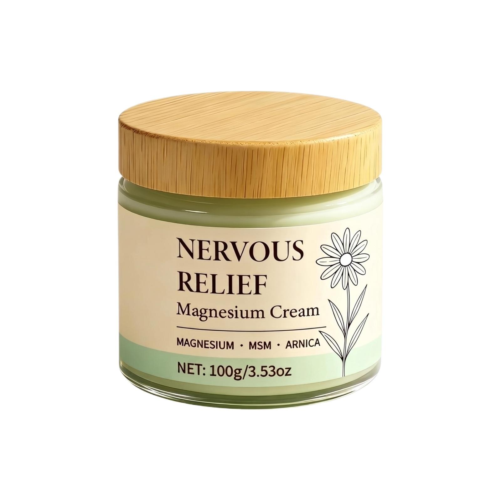 

Nervous Relief Magnesium Cream 100g for Muscle Joint Nerve Support with MSM Arnica Natural Ingredients Soothing Formula One Size белый