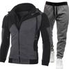Men's Tracksuit 2Pcs Set Patchwork Color Hooded Jacket  Sweatpants Casual Sportswear Zipper Hoodie Jogger Pants For Men Daily Running Training