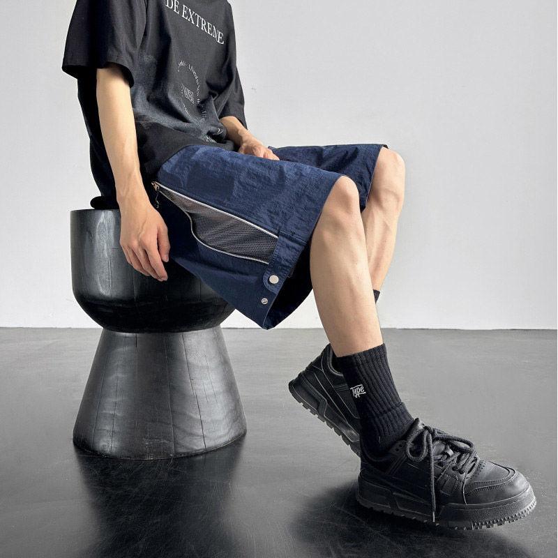 

Мужские летние шорты-карго из сетки, тонкие, водонепроницаемые, утилитарные, длиной до колена, для бега, фитнеса, баскетбола, спортивные брюки 2XL тёмно-синий