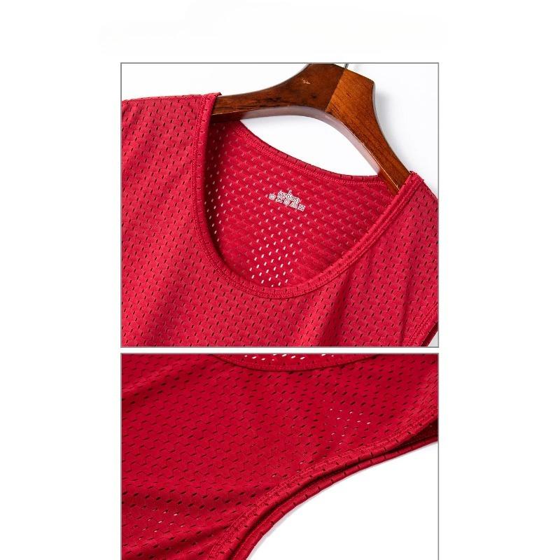 Men's Ice Silk Mesh Tank Man Stringer Transparent Bodybuilding Sleeveless Shirt Fitness Vest Singlets