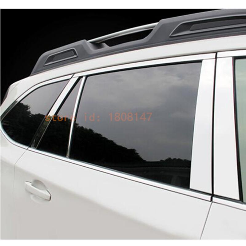 Car Sticks Stainless Steel For Subaru Outback 2015 2016 2017 2018   Garnish Pillar Window Middle Strip Trim Cover 10PCs