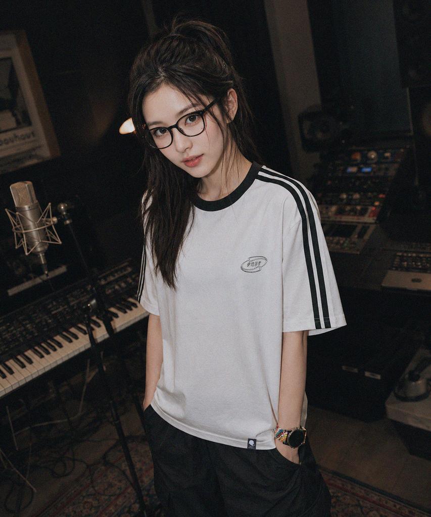 GHOST REPUBLIC Line Oversized Track Short Sleeve T-Shirt Gt-365_White