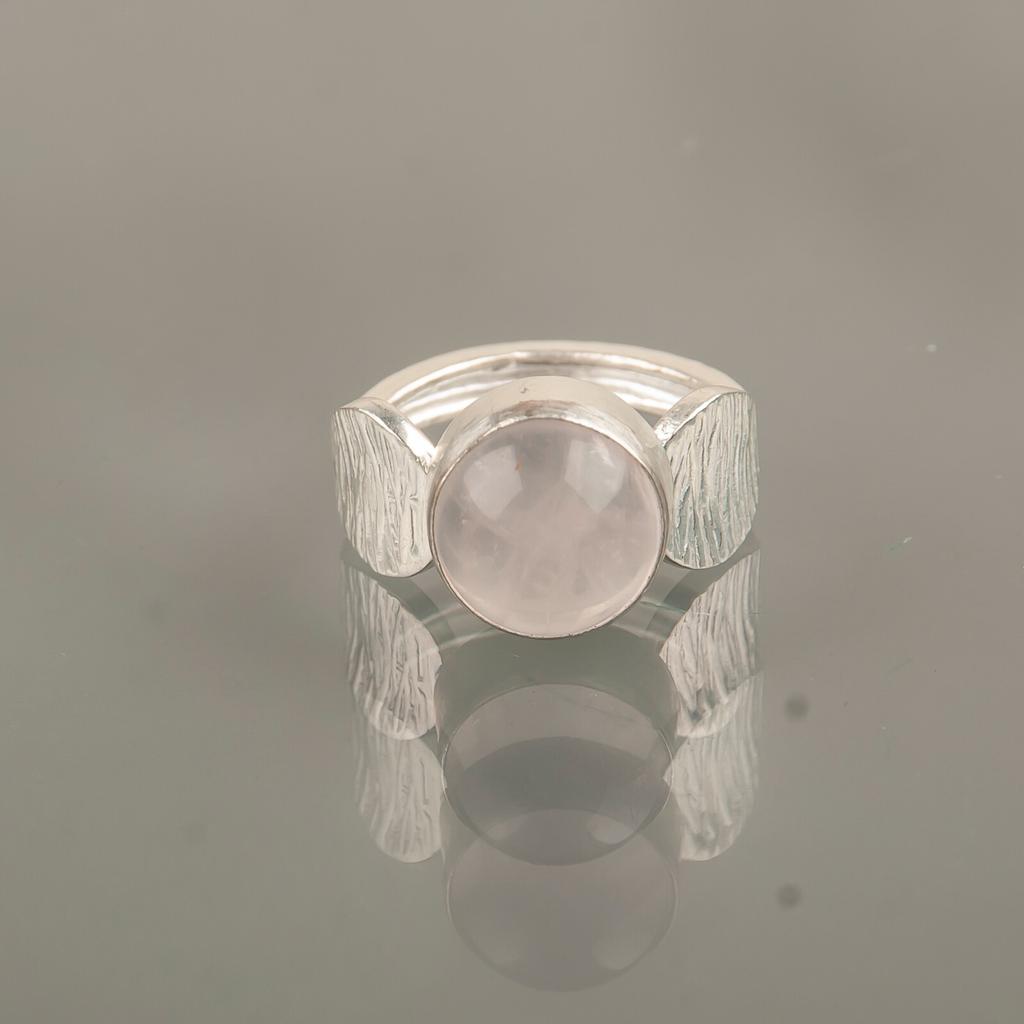 Natural Rose Quartz Gemstone 925 Sterling Silver Jewelry Handmade Ring For Gift RR-1-25