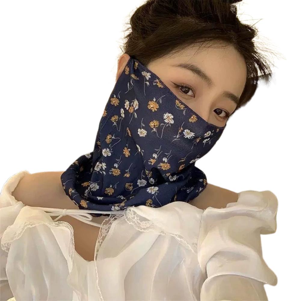 Flowers Summer Sunscreen Mask Full Face Ultraviolet Female Thin Section Cover Face Veil Mask Neck Neck Protector