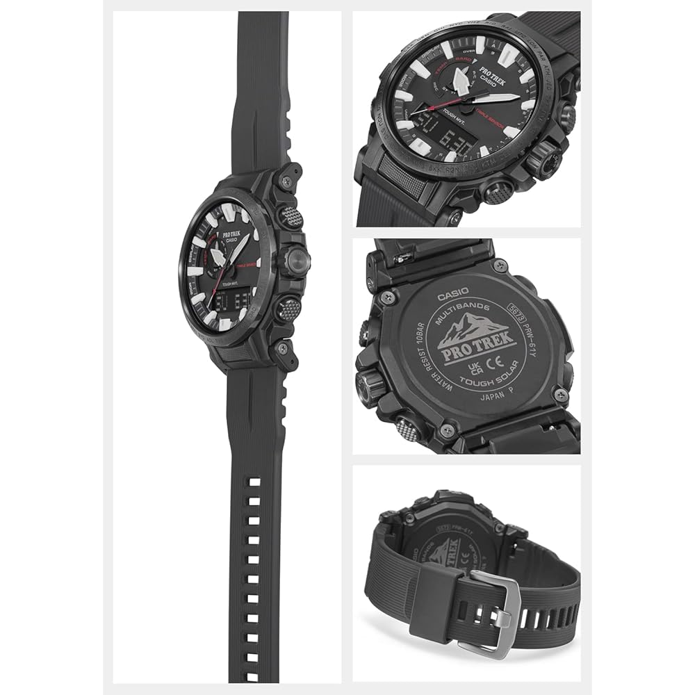 Casio Pro Trek PRW-61Y-1BJF Men's Black Solar Radio Watch Biomass Plastic Construction