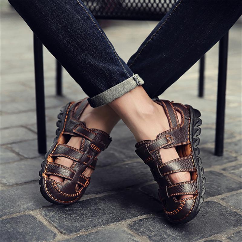 38-48 Summer Genuine Leather Men's Sandals Lightweight Men Shoes Outdoor Comfortable Beach Sandals Fashion Casual Shoes Sneakers
