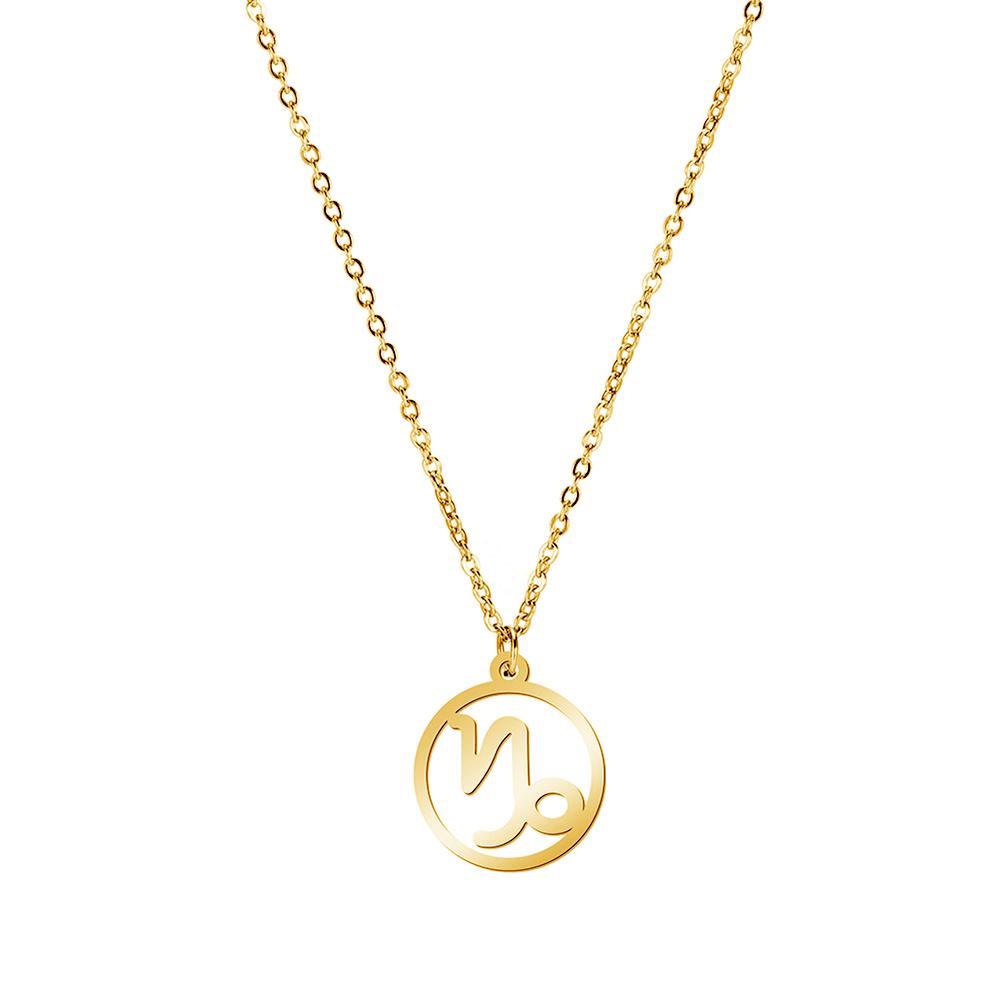 Cazador Zodiac Pendant Necklace for Women 12 Constellation Aries Pisces Gemini Chocher Stainless Steel Jewelry Gold Color Gifts