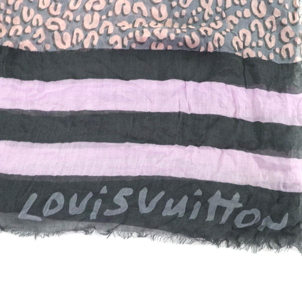 Great LOUIS VUITTON Stall Large Animal Border Pattern with Logo cashmere M75033 Used