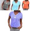 Stylish Women V-neck T-shirt Casual Loose Star Summer Shirts Solid Short Sleeve Perfect For Outdoor Activities