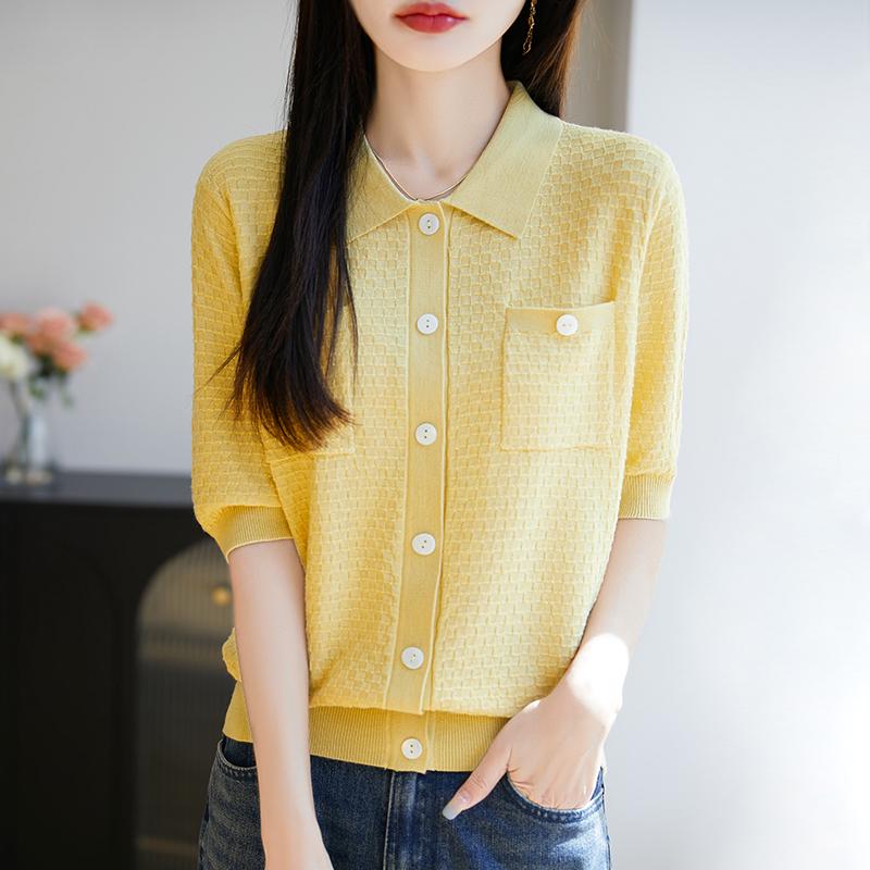 Leichte Strickjacke für Damen aus 50 % Wolle und 50 % Maulbeerseide – vielseitige Strickware für 4 Jahreszeiten für ganzjährigen Komfort und Stil