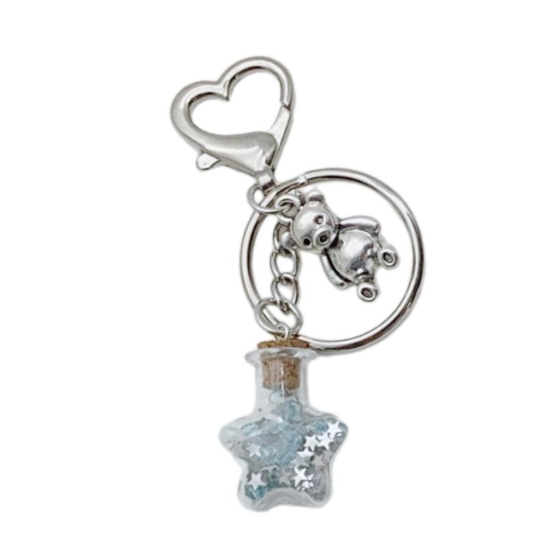 

Elegant Heart Keychain Charm Aesthetic Accessory Wallet Adornment Star Bottle Key Embellishment Suitable for Backpack 1 синий