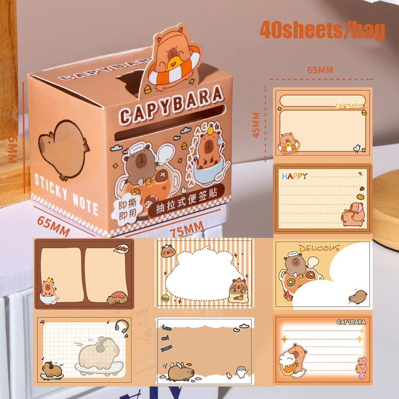

40 листов/пакет Милые заметки с отрывным краем с капибарой для DIY скрапбукинга, памятки для встреч, напоминания о расписании, организации файлов, учебы/офиса