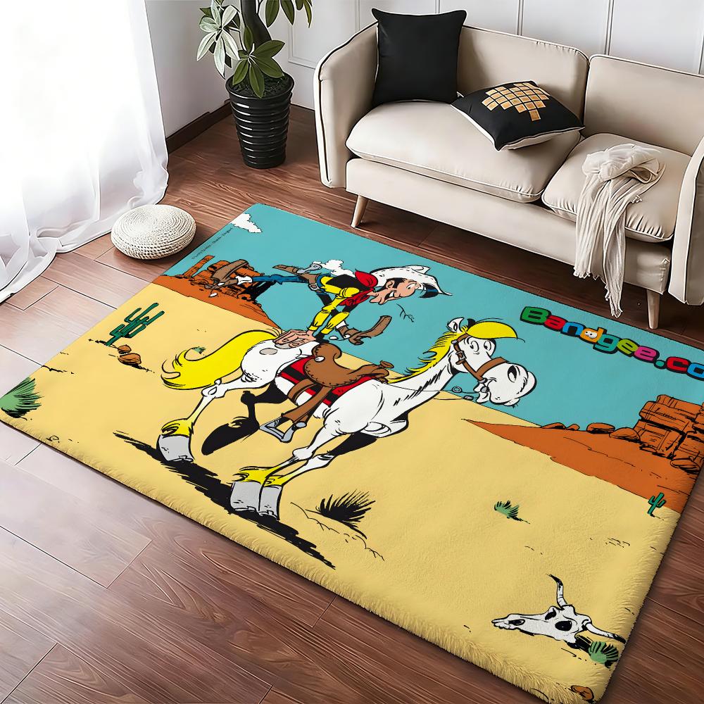 Comic Lucky L-Luke Floor Mat Soft Thickened Absorbent Non-Slip Bedroom Living Room Door Mat Home Decor Flannel Rugs