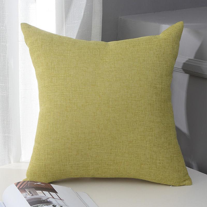 Vintage Minimalist Cotton Linen Cushion Cover Solid Color Chinese Style Boho Pillow for Sofa Office Bedroom Back Support