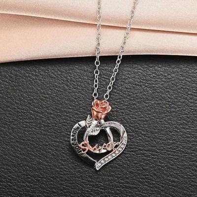 Banquet Anniversary Elegant Romantic Heart-Shaped Rose Pendant Necklace - Exquisite Jewelry for Couples Ideal for Men and Women  Delicate Jewelry