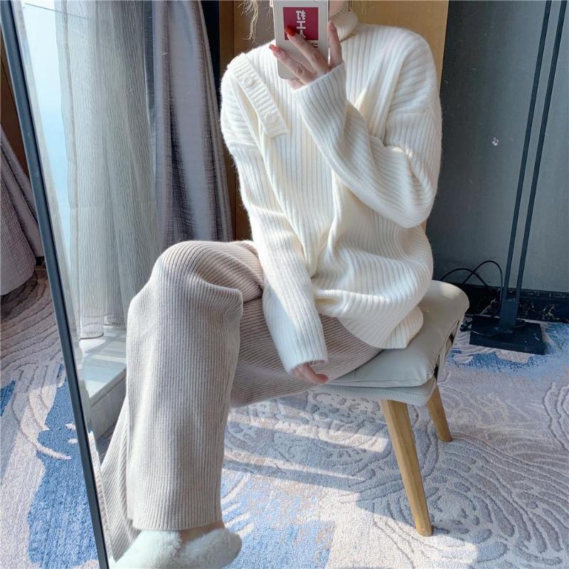 Sweater Pullover Women 2023 Autumn/Winter Candy Versatile Outwear Reduce Age  Korean Long Sleeve High Collar Sweater Female