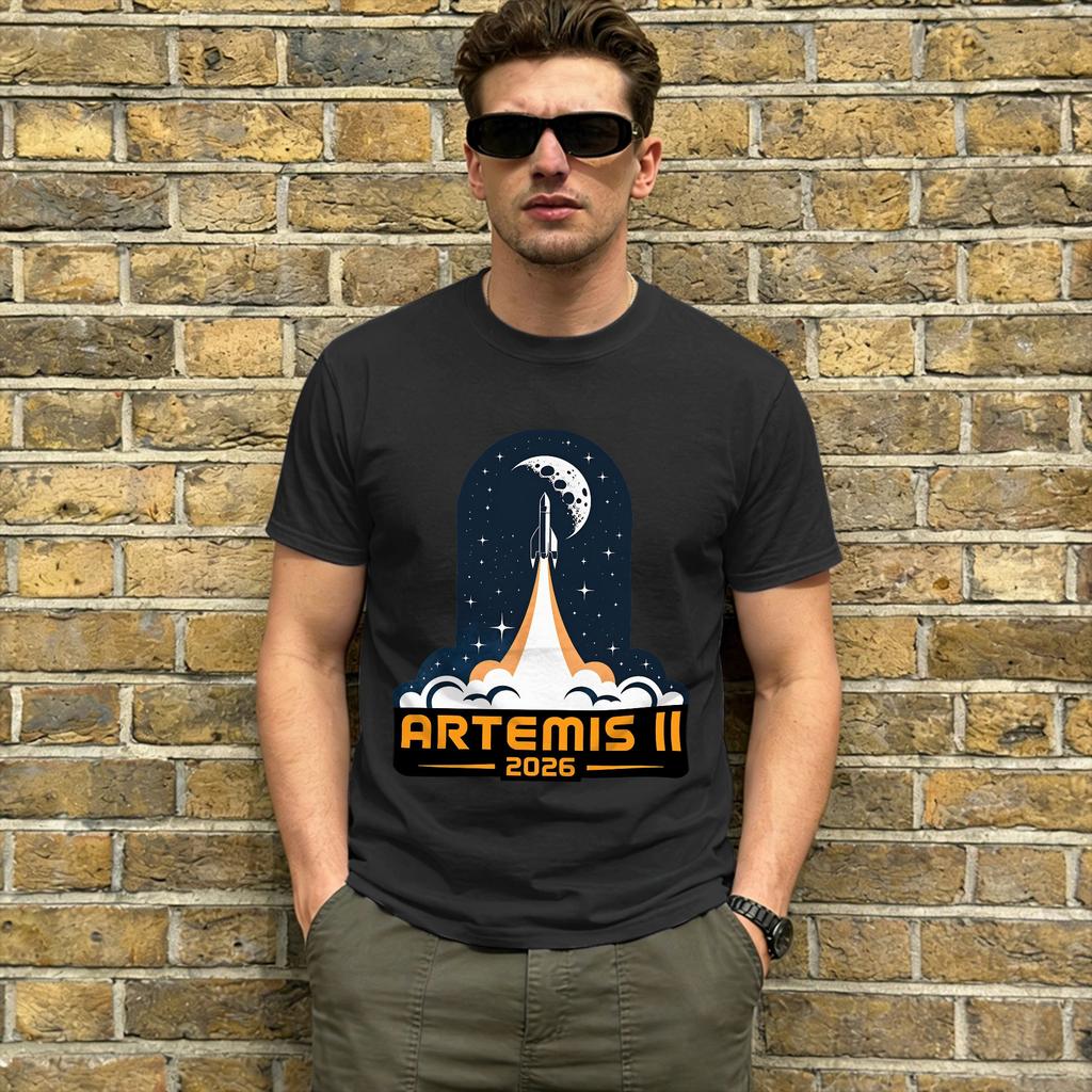 Artemis Ii Moon Mission T Shirt Beach 100 Cotton Tshirts For Man Popular Print Tee Shirt Shortsleeved Y2k Basic Tees