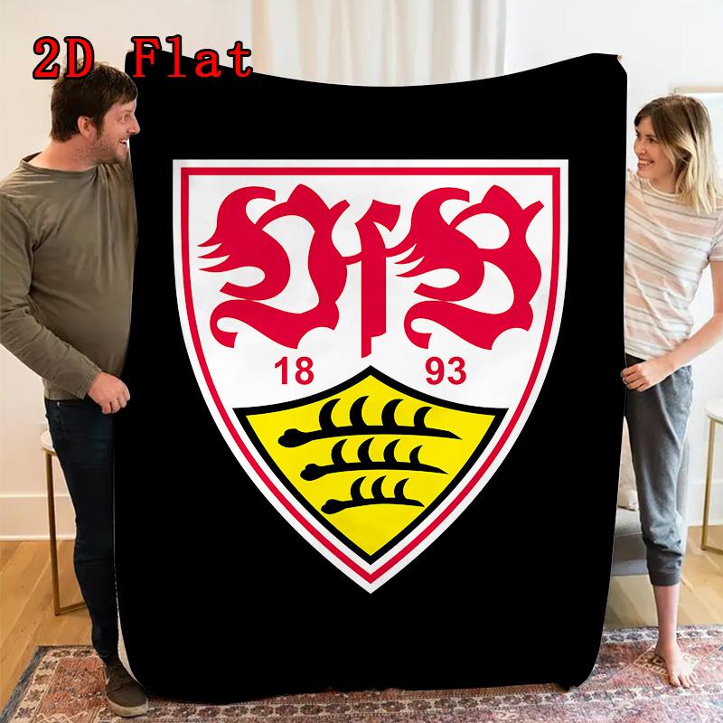 VfB Stuttgart 2D Flat Pattern Flannel Blanket High quality All Seasons Warmth and Comfort Perfect for Christmas Gifts.